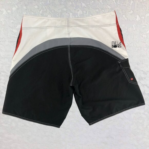 Billabong Men’s Black Boardshorts with Side Stripes of Red, White & Gray Size 38 - Picture 2 of 16